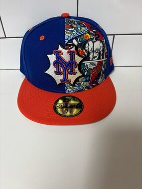 New Era Mens New York Mets Blue & Orange Comic Panel 59FIFTY Hat